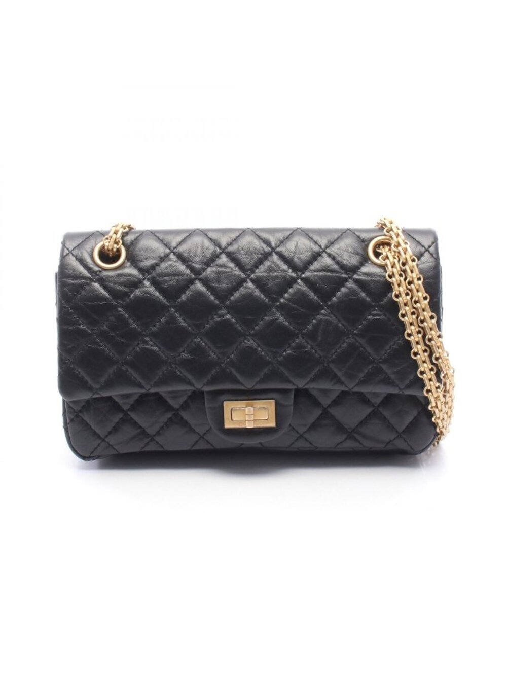 Chanel Shoulder Bag 2.55 Quilted Mademoiselle Chain Black Calf Double Flap